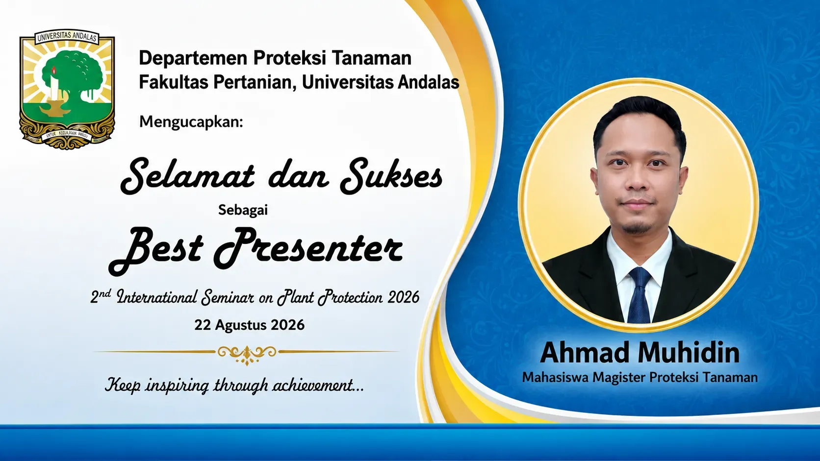 Ahmad Muhidin jadi Best Presenter pada 2nd ISPP 2026